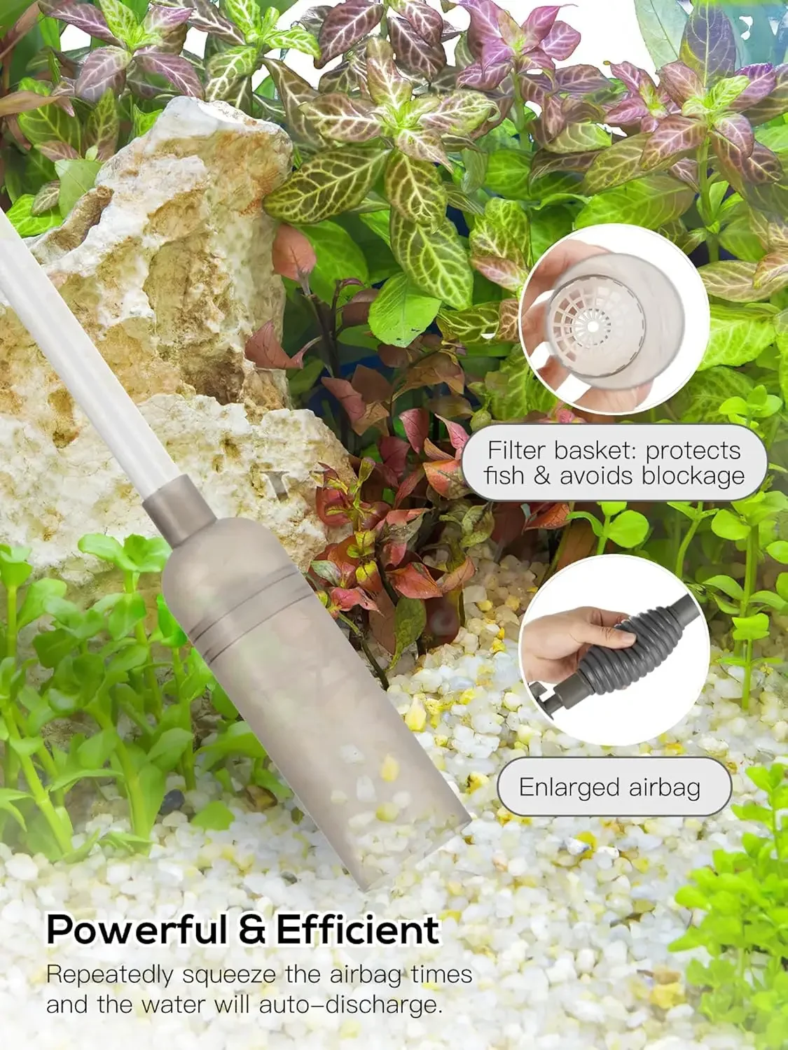 Portable Aquarium Siphon Vacuum Cleaner Fish Tank Water Changer Manual Water Changer Semi-Automatic Aquarium Pump Cleaner