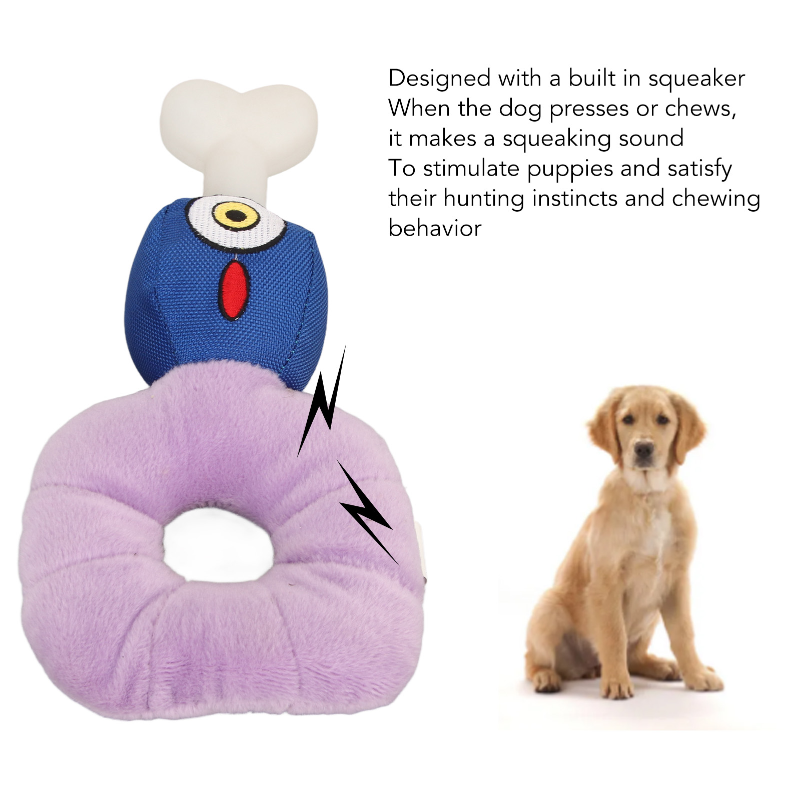 Dog Squeaky Plush Toy Teeth Cleaning Interactive Soft Skin Friendly Stuffed Pet Chewing Toy For Puppy