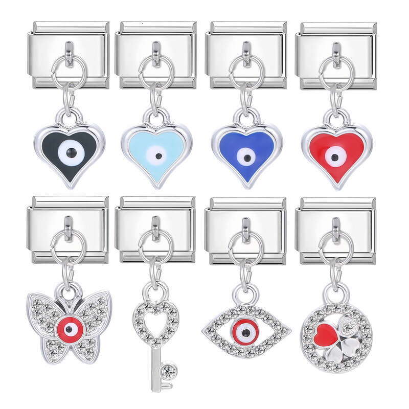 New Women's Gift eye heart Pendant Italian Charms Links Bangle Beads Fit 9mm Stainless Steel Bracelet Making DIY For Women Fashion Jewelry