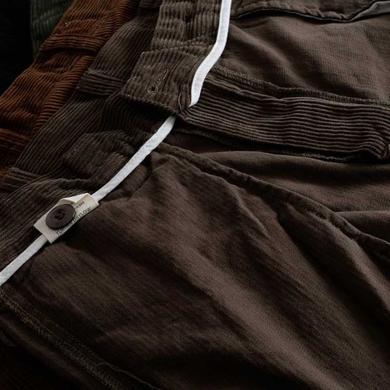 Summer new mens fashion casual loose vintage corduroy cargo shorts Y240914