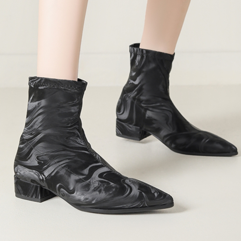 Ankle Elegant Boots for Women Autumn Winter 2024 Embroider Short Boot Low Heels Footwear Shoes Ladies Large Size Comfort 58af Comt