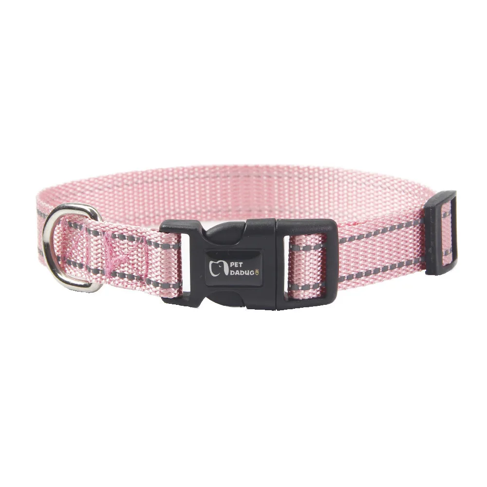 Nylon Reflective Pet Collars Large, Medium and Small Dog Collars Adjustable with D-ring for Hanging Dog Name Tags & Small Items
