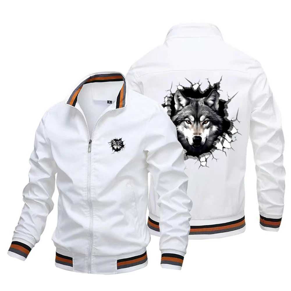 Printed Wolf Flying Jacket Sleeping in 2024 Mens Spring/Summer Fashion Trend Street Casual and Handsome Motorcycle Jacket W240914