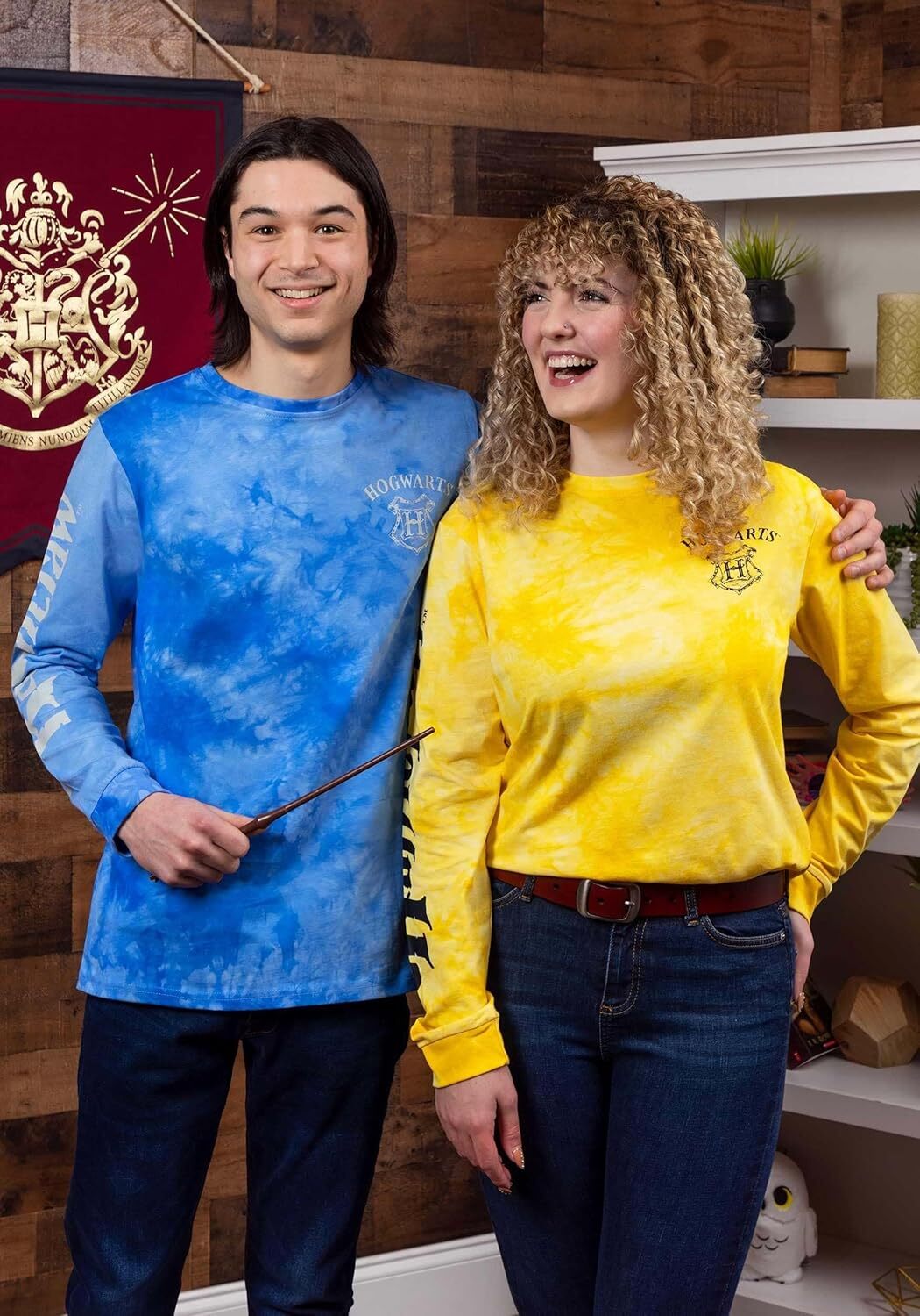 Men Adult Ravenclaw Tie Dye Long Sleeve Cakeworthy T-Shirt Mens crew neck sweater