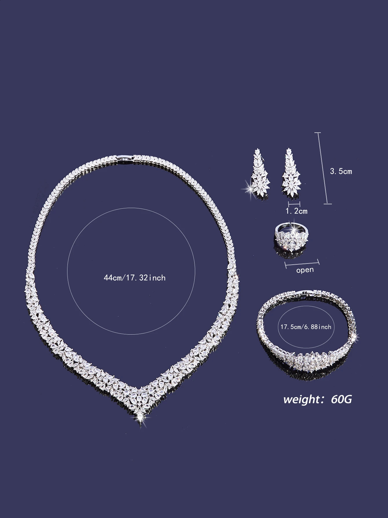 4-piece bridal cubic zirconia jewelry set suitable for womens party Dubai Nigeria CZ crystal wedding jewelry set 240906