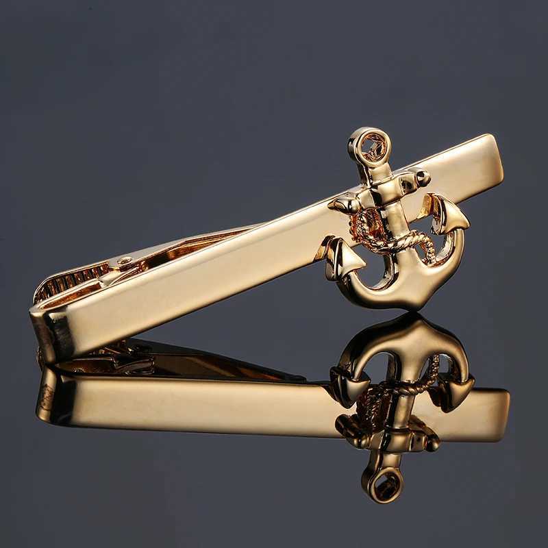 Classic style ship anchor tie clip made of copper material fashionable mens wedding business suit tie clipsX240914