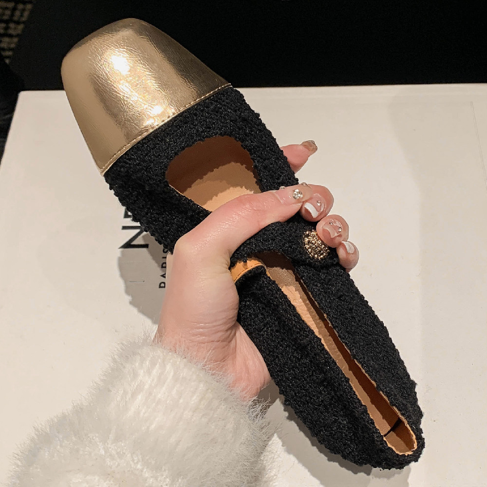 Women's Genuine Leather Patchwork Slip-On Pumps with 4cm Heels