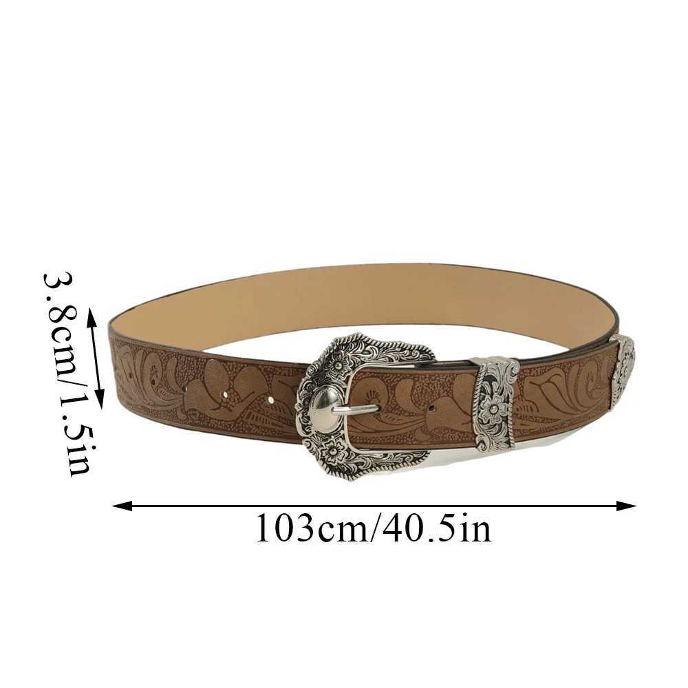 PU Leather Belts Luxury Metal Carved Buckle Jeans Dress Pants Waistband Western Brown Cowgirl Waist Belt Hip Hop Fashion BeltX240914
