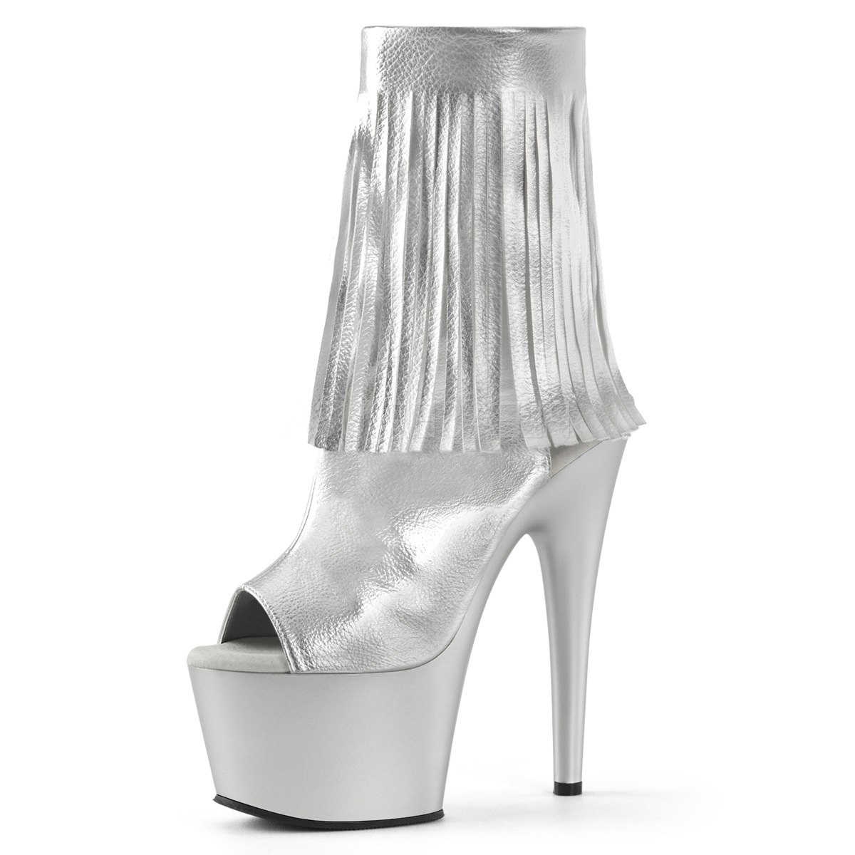 15cm Peep Toe Silver Fringe Strip Pole Dance Nightclub Gladiator 17cm Exotic Dancer Ankle Boots Catwalk Fashion Nightclub Stage