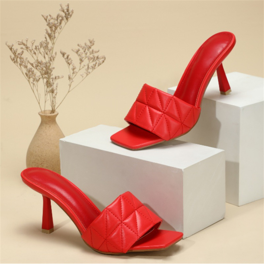 Plus Size Patent Leather Women's Slippers Sandals Sexy Pointed Toe Mules Stripper High Heel Pumps Green Ladies Party Shoes