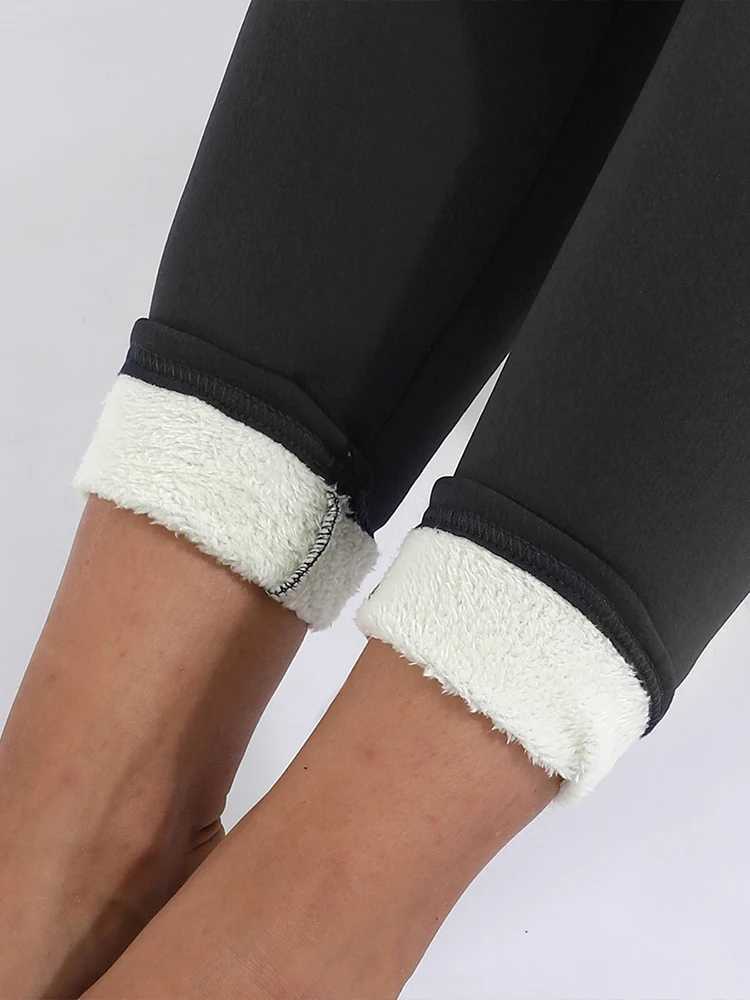 Women Warm Winter Thick Leggings High Waist Black Fleece Leggins for Women Velvet Lamb Wool Pants Cold Resistant Pants FemaleX240914