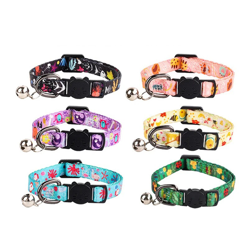 Cat Collars Breakaway with Bell Colorful Summer Cat Safety Adjustable Collar for Cats Cute Kitten Collar for Pet Kitten Supplies