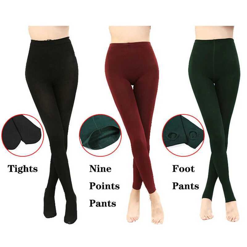 Women Winter Thick Warm Leggings Fleece Lined Thermal Full Foot Tight Pant Polar Pantyhose Velvet Wool High Elasticity LeggingsX240914