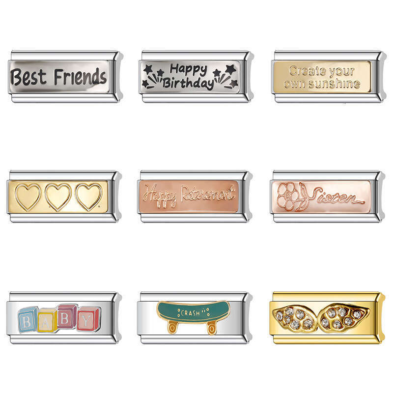 New Women's Gift best friend angel gold color Bead Italian Charms Links Bangle Beads Fit 9mm Stainless Steel Bracelet Making DIY For Women Fashio