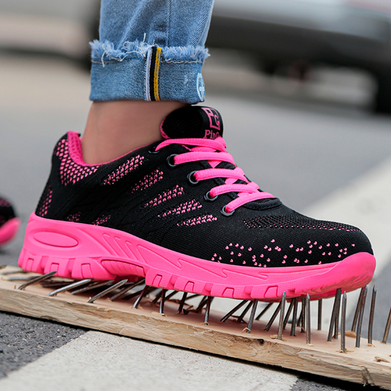 Sneakers Breathable Safety Men Lightweight Anti-Smash Work Boots Women Protective Steel Toe Shoes Female 59cf