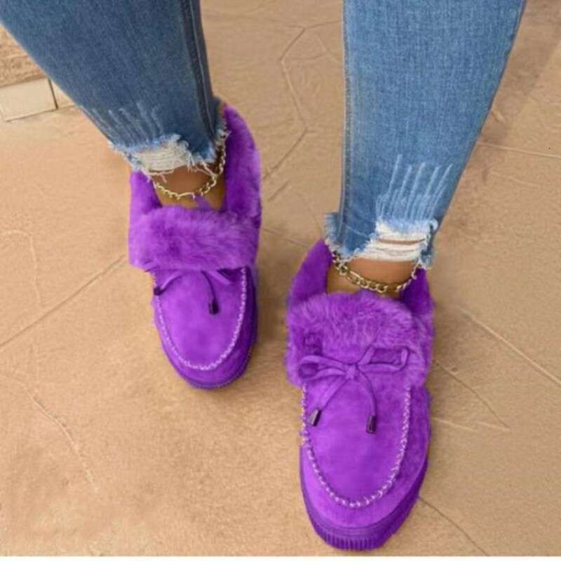 2023 Warm Plush Veet Ankle Snow Boots Lace Up Soft Winter Sneakers Comfortable Cotton Shoes For Women