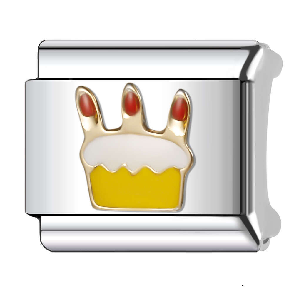 New Women's Gift birthday cake and ice cream Bead Italian Charms Links Bangle Beads Fit 9mm Stainless Steel Bracelet Making DIY For Women Fashion