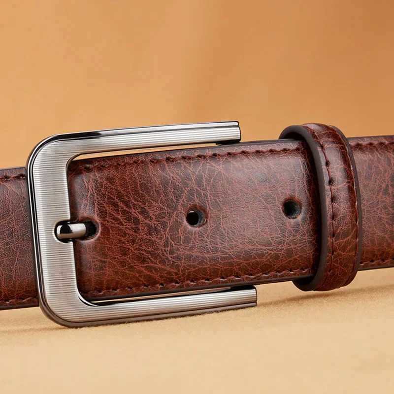 Black Vintage Faux Leather Belt for Men Alloy Pin Buckle Waist Straps Brown Belts Pants Waistband Ceinture Homme Para MujerX240914