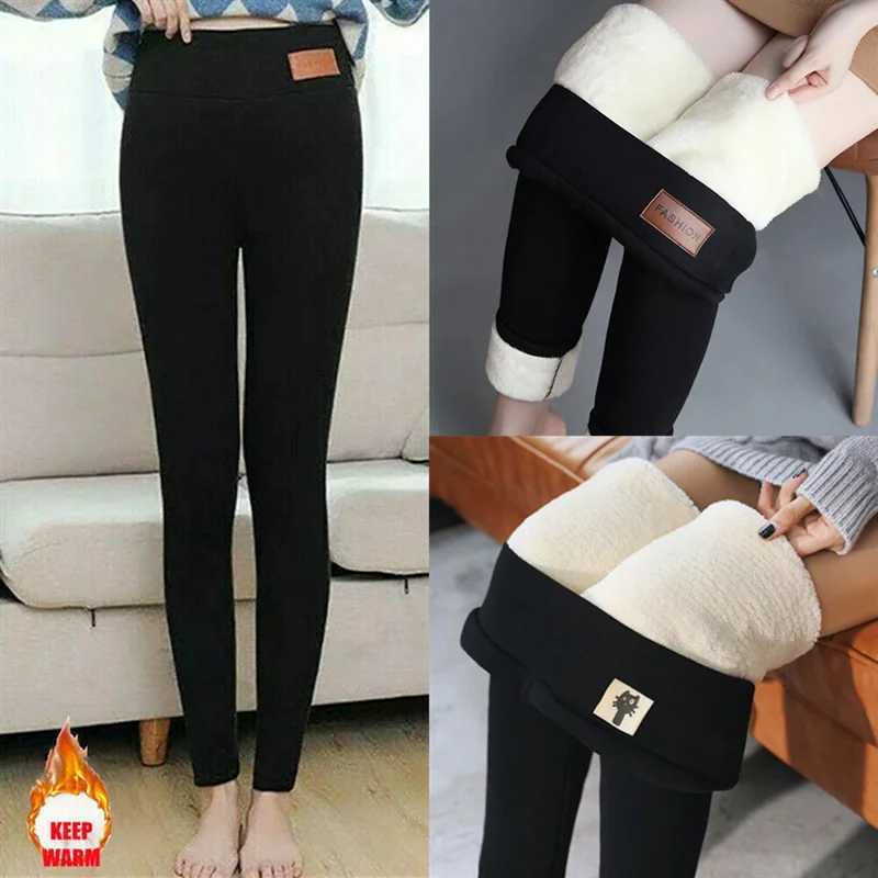 Women Thermal Leggings Winter Warm Elastic Lambwool Pantyhose Female Fleece Thermal High Waist Slim Thicken Tight PantsX240914