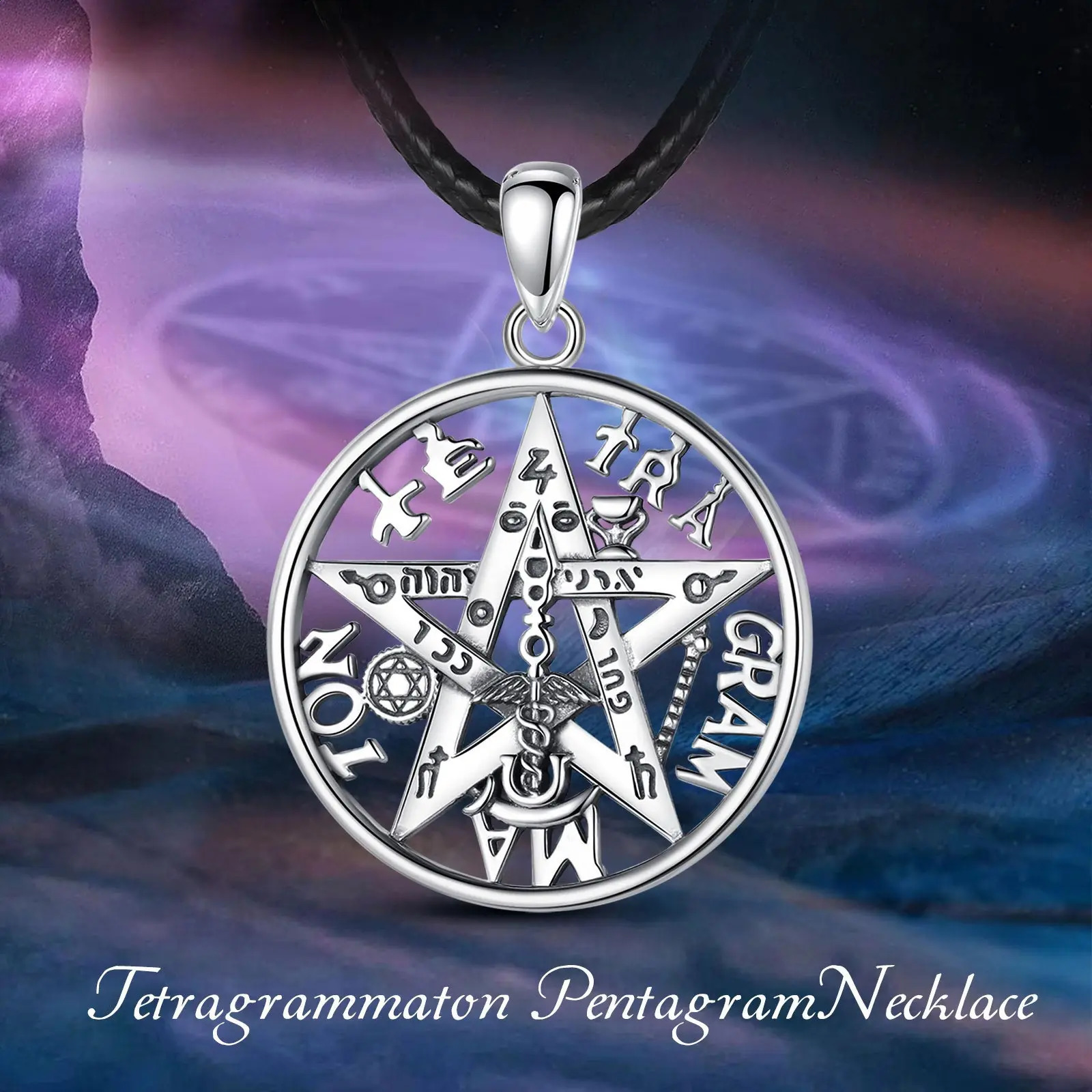 Eudora 925 sterling silver square shaped amulet necklace Gothic pendant mens retro personalized jewelry gift 240912