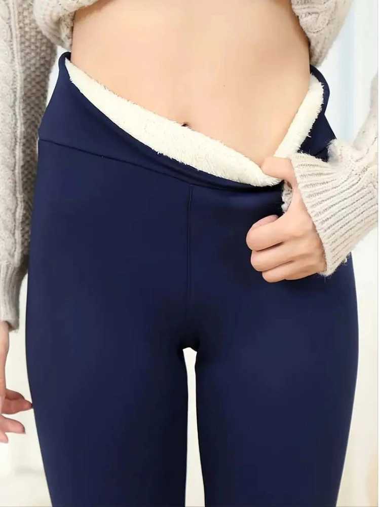 High Waist Black Fleece Pants Warm Legging Women Autumn Pants Thick Legging Compression Lamb Wool Trousers Winter Cold-ResistantX240914