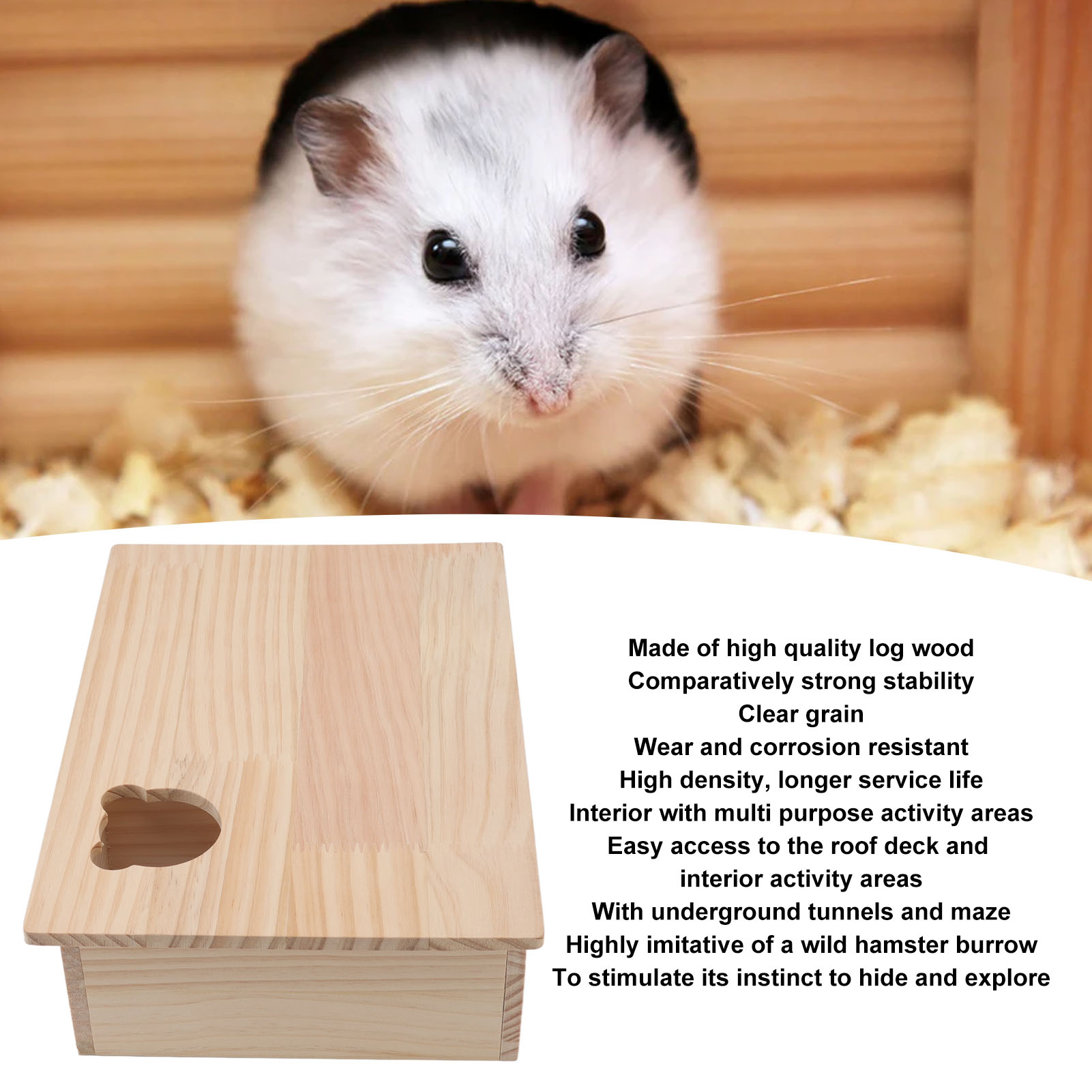 Hamster House Durable Log Movable Roof 6 Bedrooms Pet Hideout House For Pets Sleeping And Moving