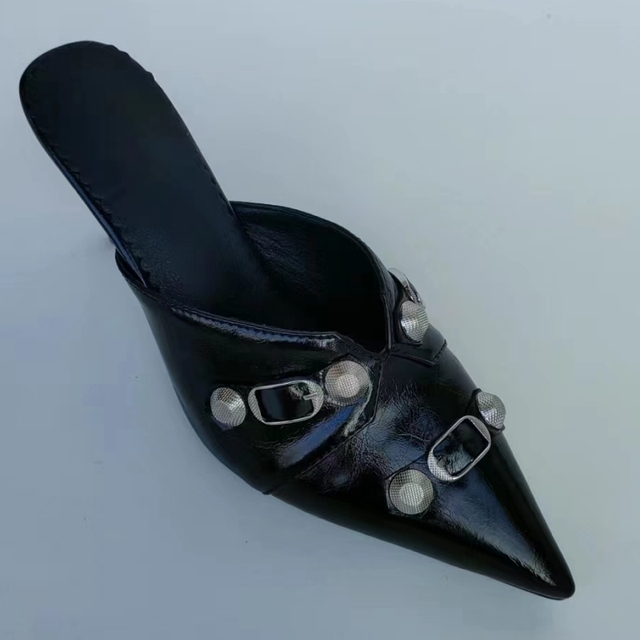 Summer Fashion Slippers Mules Woman Outside Close toe Sexy High Heels Slides White Pink Black Sandals Party Shoes Female f06d bdc