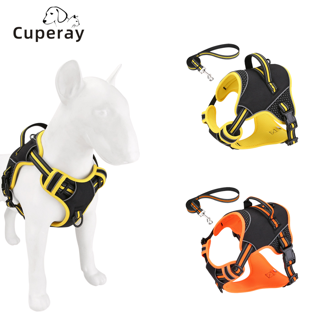 Oxford Cloth Pet Harness Leash Adjustable Reflective Dog Harness and Leash Vest Anti-Break Free Medium & Large Dog Pet Supplies