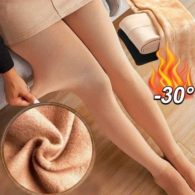 2PCS Velet Thickening Leggings for Women Thick Warm Stocking Legging Charcoal Fleece Elastic Pants Winter Warm LeggingsX240914