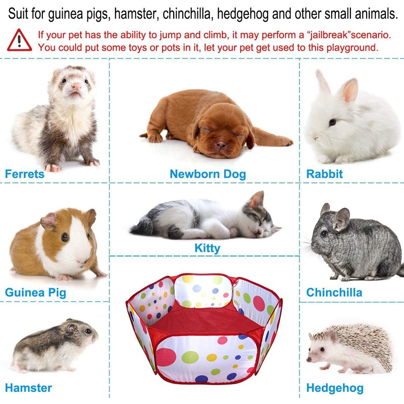 2X Guinea Pig Foldable Playpen Portable Small Animals Playpen Open Outdoor/Indoor Exercise Fence For Hedgehogs, Hamster