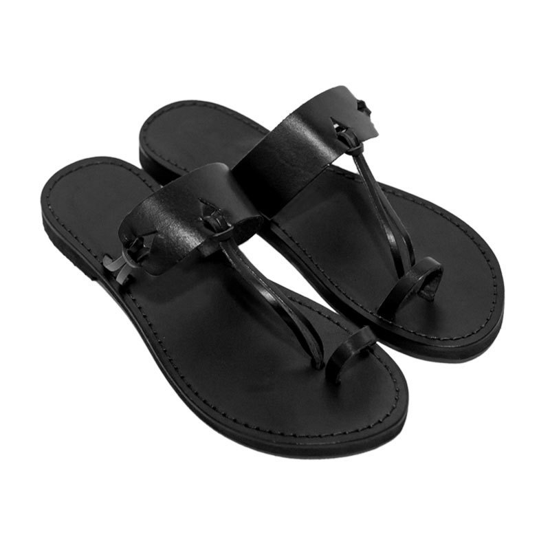 PU Leather Men Flip Flops 2024 Summer Flat Shoes Outside Beach Sandals Cool Female Soft Sole Slides Casual Couple Shoes Clip Toe - view 3