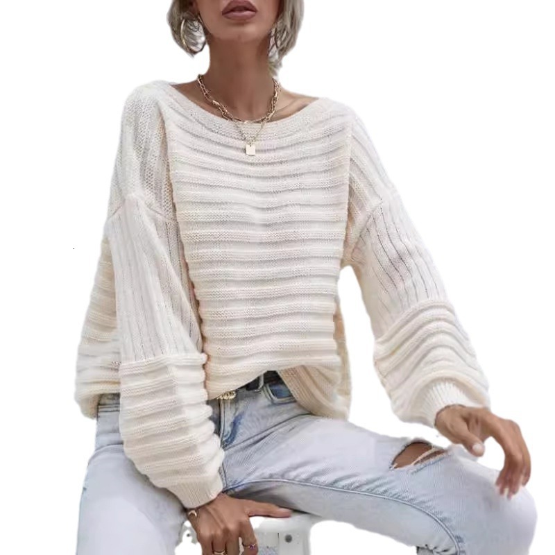 dongdumaoyi New autumn and winter round neck knitted sweater fashionable pullover long sleeved solid color top loose casual sweater for women F0914#41