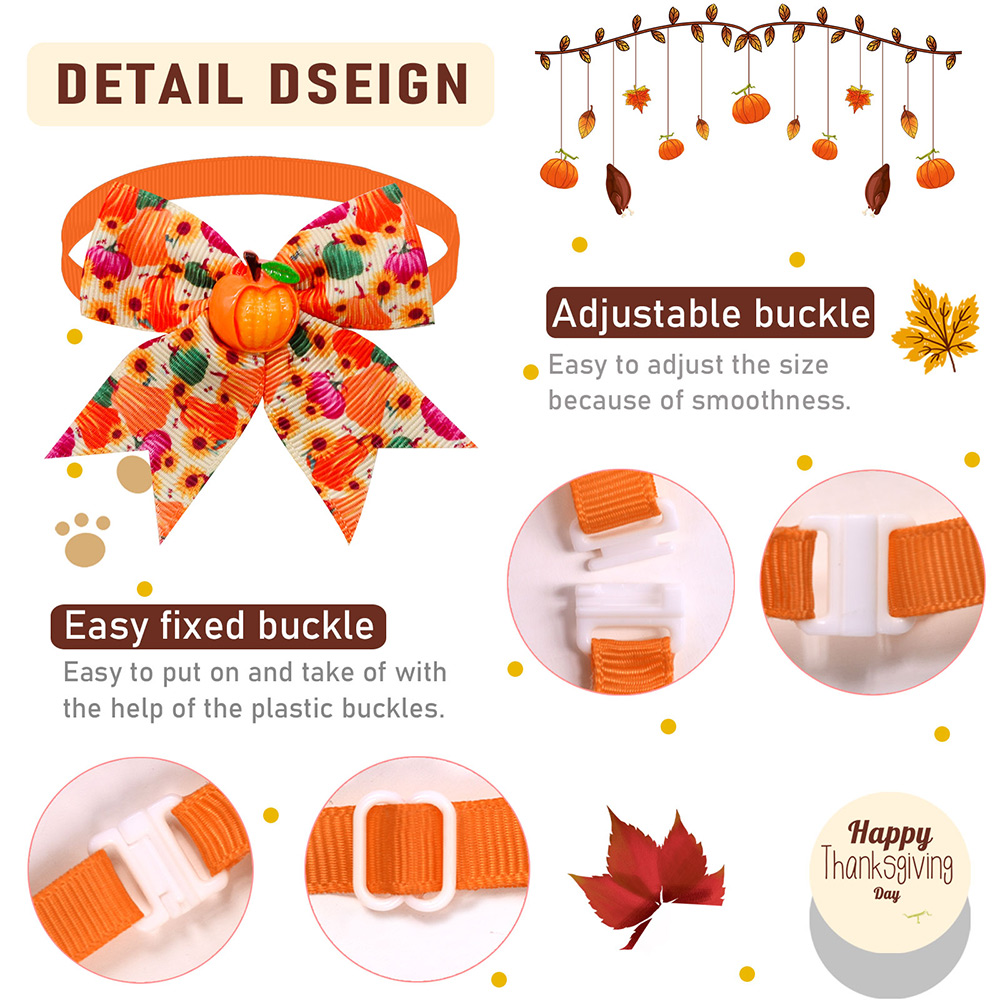 50/100pcs Autumn Dog Bowties Thanksgiving Small Dogs Ties Dogs Fashion Dog Grooming Pet Dog Bow Tie Dog Accessories For Fall
