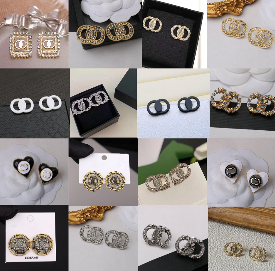 Earrings Designer for Women Luxury 925 Silver Letters Stud Famous Earings Designer Geometry Crystal Rhinestone Pearl Long Earring Eardrop Party Designer Jewerlry