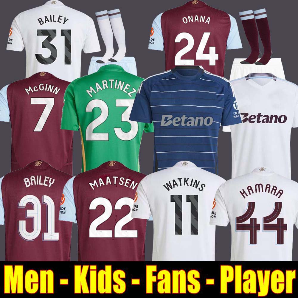 24 25 Soccer Jerseys Kids Kit Home 2025 2024 AsTOn VilLaS Football Shirt Training Away Fans Version Camisetas Futbol MINGS McGINN BUENDIA WATKINS Maillot Football