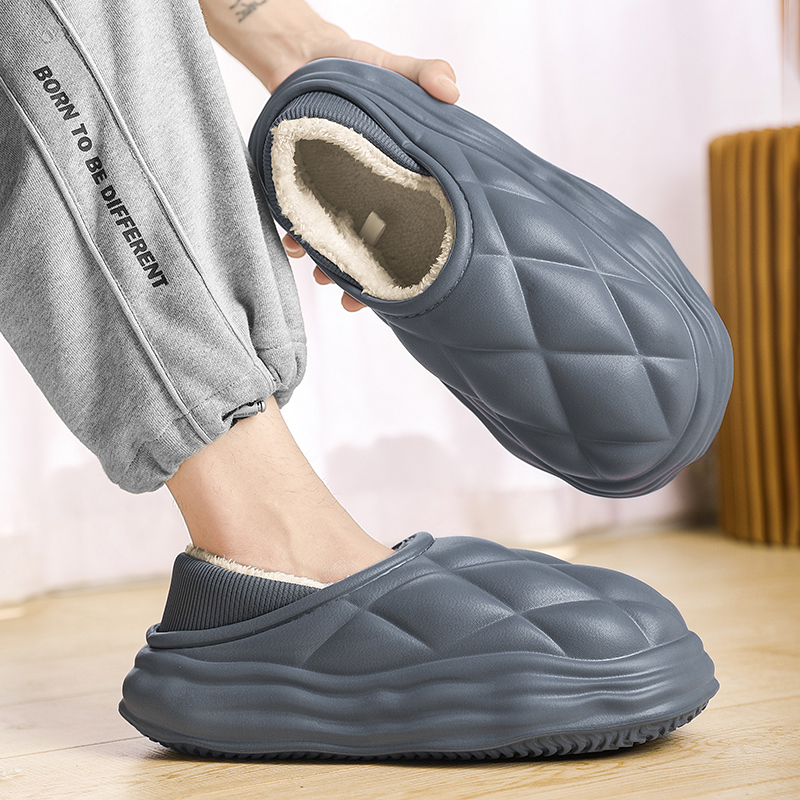 Winter Warm Men Cotton Slippers Sandals Plush Slippers Slides Outdoor Indoor Waterproof Non-Slip Shoes Men Home Warm Slippers