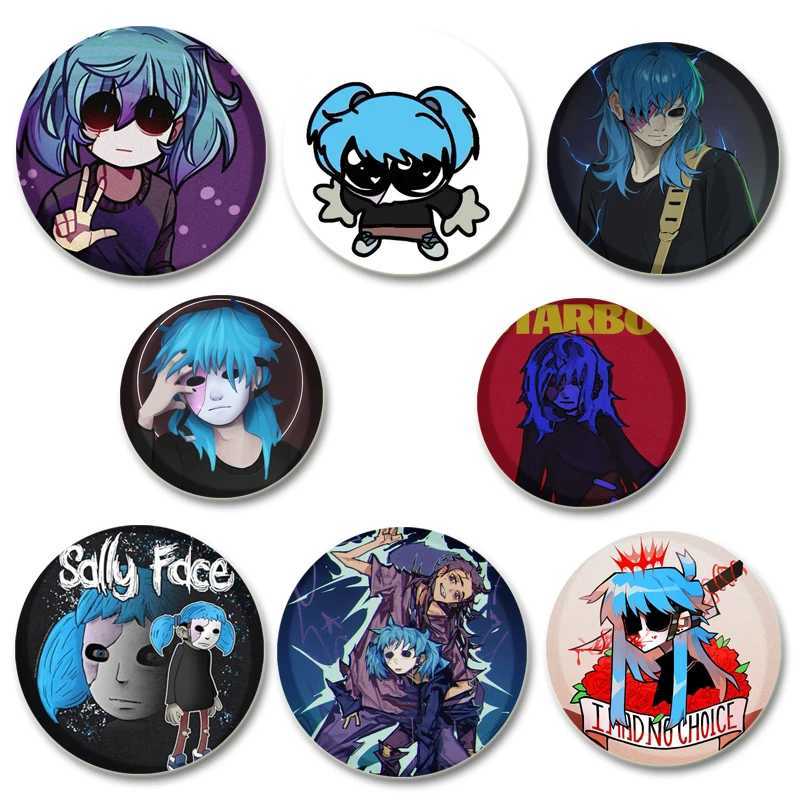 Sally Face HD Print Cartoon Brooches Horror Suspense Puzzle Game Badge Round Display Lapel Pins Jewelry Gift AccessoryX240914