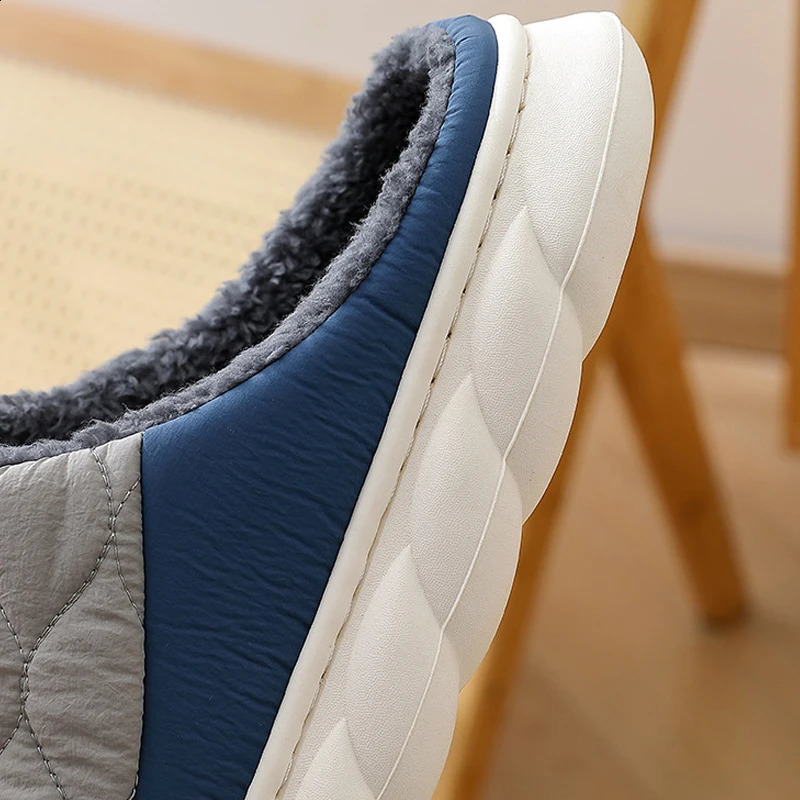 Shevalues Winter Men Slippers Warm Home Fur Slippers Women Indoor Bedroom Plush Slippers Thick Soled Non-slip Cotton Shoes 240914