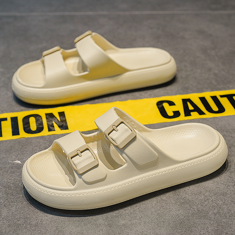 Summer Men Slippers Fashion Buckle Outdoor Beach Sandals Thick Soft Sole Indoor Slides Men Casual Shoes Flip-flops Slippers