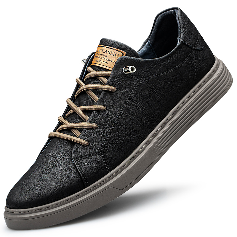 Brand Italian Black Genuine Leather Oxford Casual Lace Up Flat Sneakers Shoes for Men Big Size: 36-47
