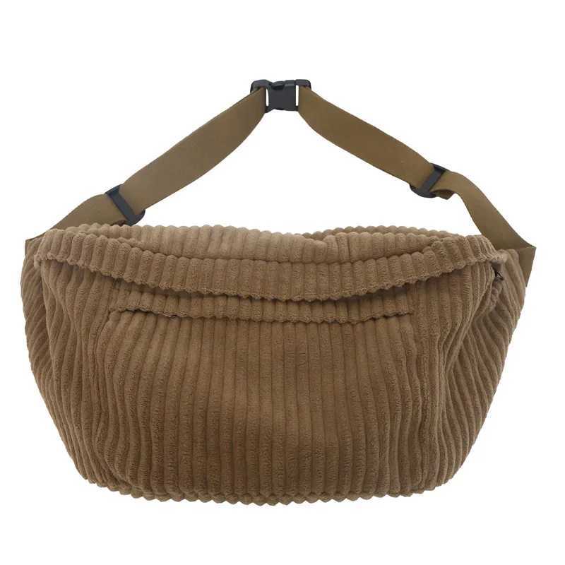 Large capacity waist bag womens shoulder cross body bag casual Fanny bag simple mobile wallet Corduroy waist bag womens banana bag Z250407