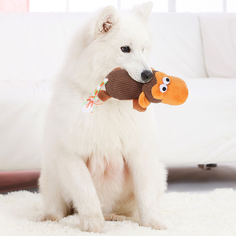 Squeak Chew Toy for Pet Dog, Duck, Monkey Sound Toys, Soft Plush, 2 PCs/Set