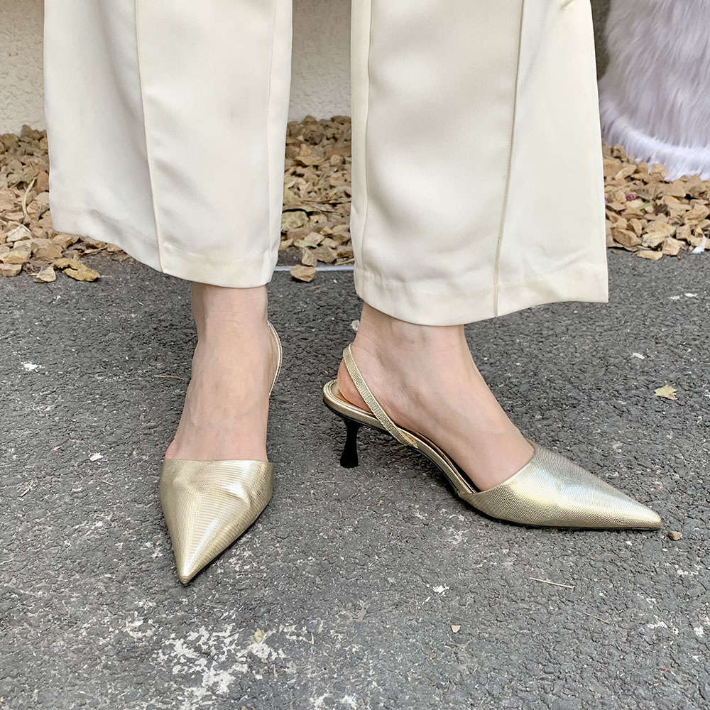 2024 New Arrivals Fashion Dress Shoes Thin High Heels Summer Wedding Dress Shoes Woman Back Straps Elastic Band Party Pumps 39