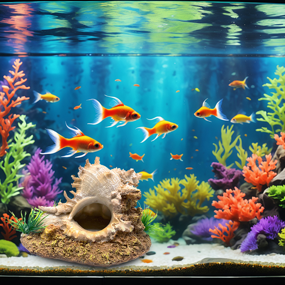 Aquarium Conch Shell Rockery Landscape Ornament Fish Tank Resin Conch Shell Hideout Caves Fish Tank Aquarium Accessories