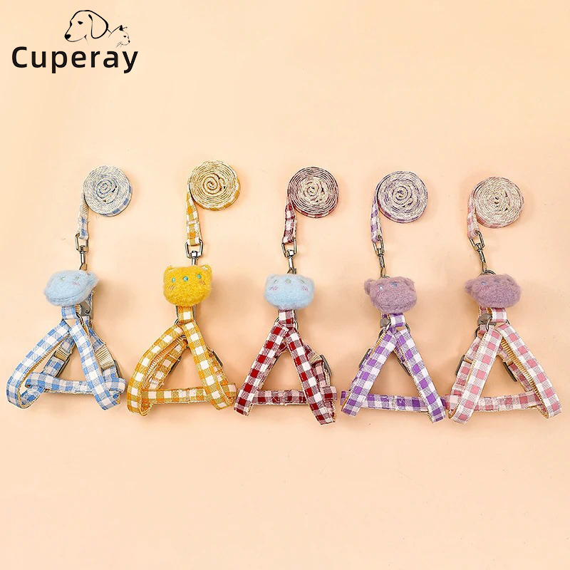 Triangle Puppy Harness with Soft Lattice Leashes, Adjustable Small Dog Harness Training Lightweight Harness Easy Walking Running