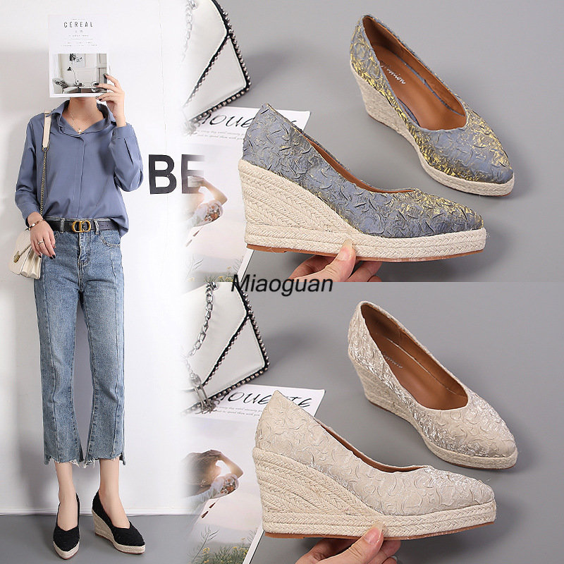 Fashion High Heels Women Wedges Shoes Elegant Ladies Party Shoes Brand Pumps Retro Spring Autumn Woman's Platform Wedge Heel 8cm