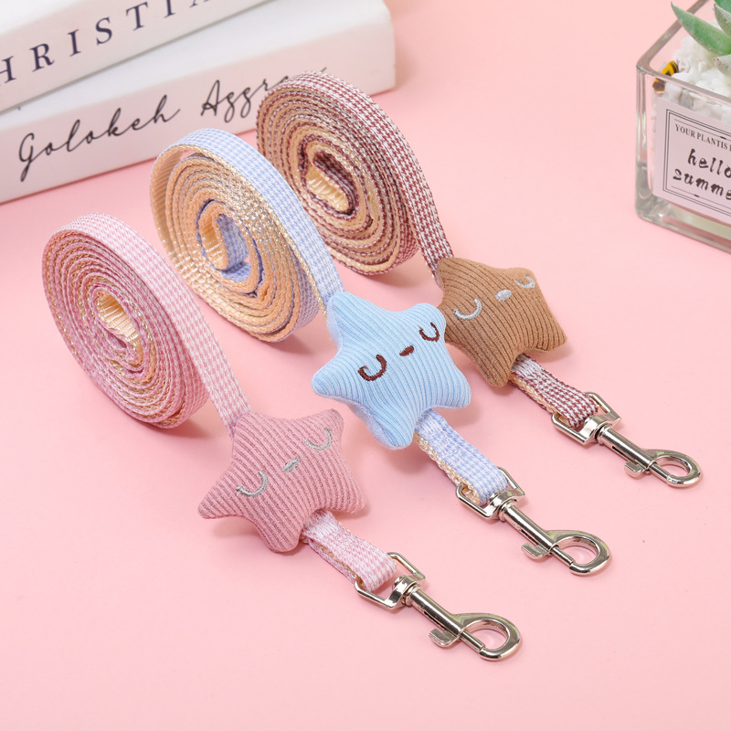 Pet Harness and Leash Set Smiling Starfish Adjustable Dog Harness Leashes Houndstooth Star Cat Harness Dog Leash Pet Accessories