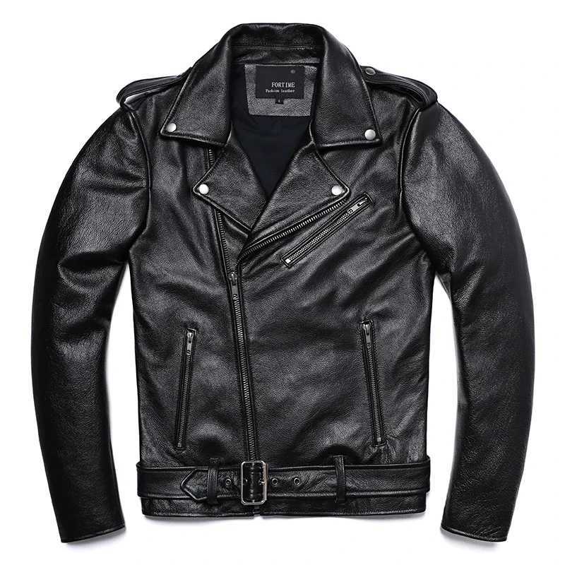 Classical Motorcycle Jackets Men Leather Jacket 100% Natural Cowhide Thick Moto Jacket Winter Biker Clothes Slim Coats M192X240913