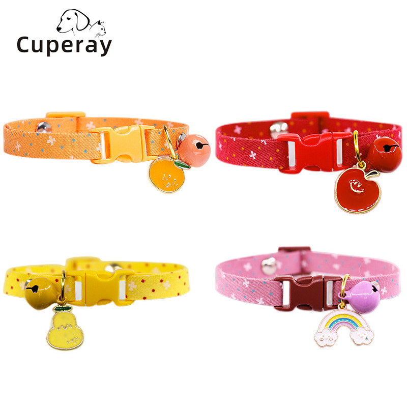 Cat Collar with Cute Polka Dots Not To Strangle The Cat Collar Fruit Pendant Small Dog Teddy Pomeranian Dog Collar Accessories