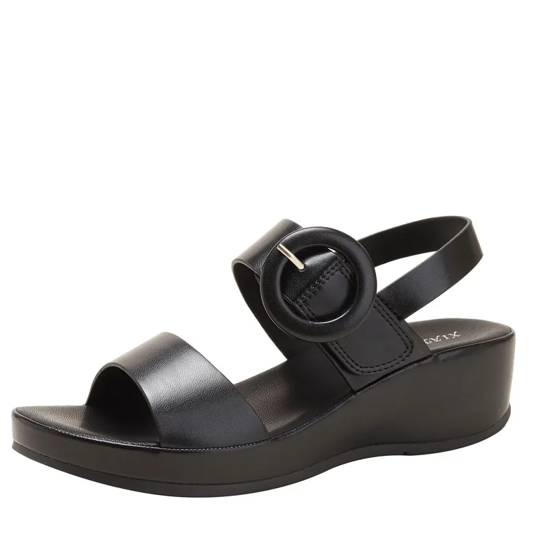 Retro Woman Shoes 2024 Summer Med Beige Heeled Sandals Espadrilles Platform Original Comfort Medium Black Girls Clogs High New